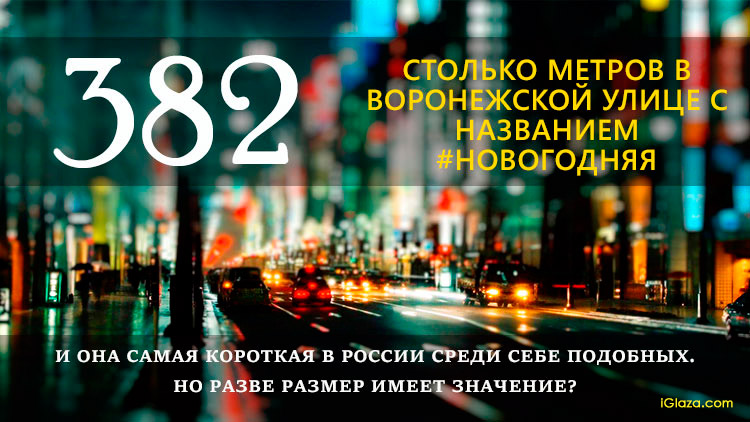 382 – столько метров в воронежской улице с названием Новогодняя. И она самая короткая в России среди себе подобных. Но разве размер имеет значение?